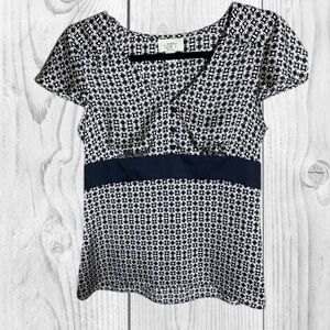 LOFT Navy and White Geometric Office  clean girl Blouse y2k size 6P